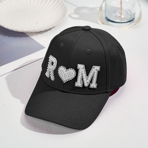Custom Pearl Letter Baseball Cap Personalized Fashion Sun Cap Summer Gift for Her