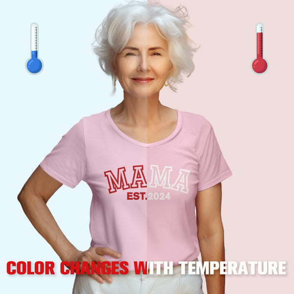 Custom Mama T-shirt Temperature-sensitive T-shirt Mother's Day Gift - MyFaceBoxer