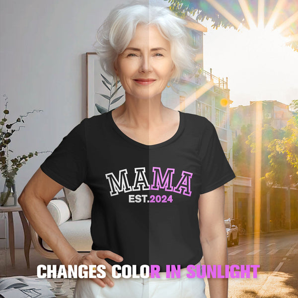 Custom Mama T-Shirt Light-changing T-shirt Mother's Day Gift - MyFaceBoxer