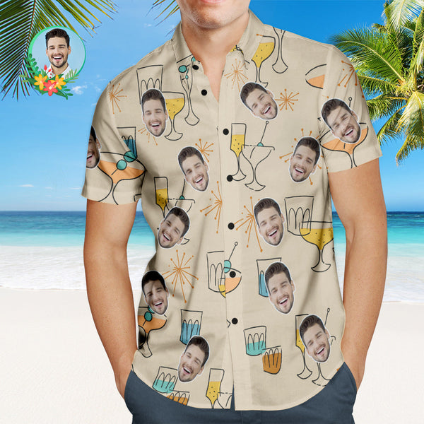 Custom Face Hawaiian Shirt Cocktail Party Personalized Shirt with Your Photo - MyFaceBoxer