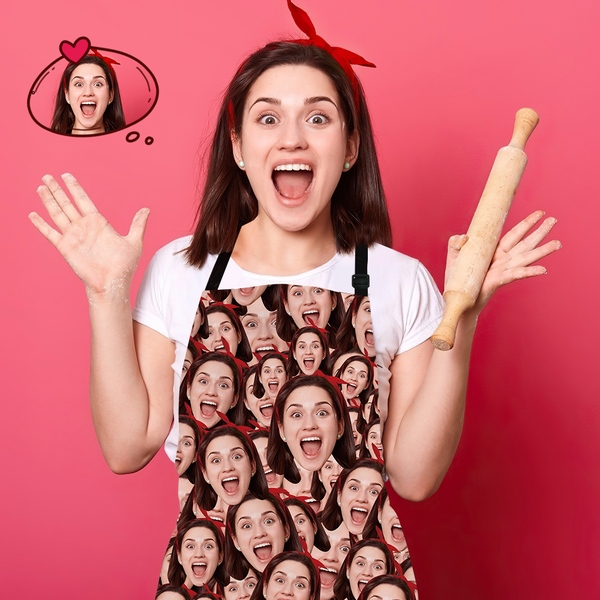 Mother's Day Gift - Custom Face Mash Photo Apron Kitchen Cooking