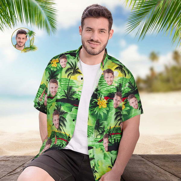 Custom Face Hawaiian Shirt Men's Popular All Over Print Hawaiian Beach Shirt Gift - Seaside Holiday - MyFaceBoxer