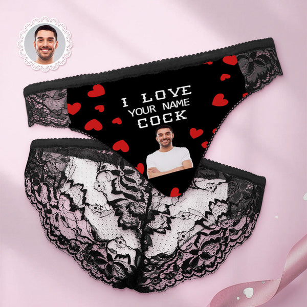 Custom Women Lace Panty I Love Your Cock Face Sexy Panties - MyFaceBoxer