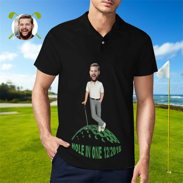 Custom Face Polo Shirt For Men Hole In One Golf Polo Shirt Gift For Golfer