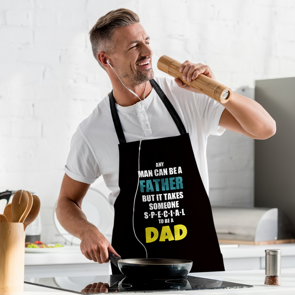 To Be A Dad Text Apron BBQ Apron For Dad - Black